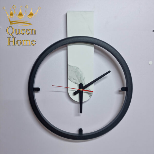 Modern Wall Clock with Minimalist Black Frame and Wood-Style Back Panel - Image 2