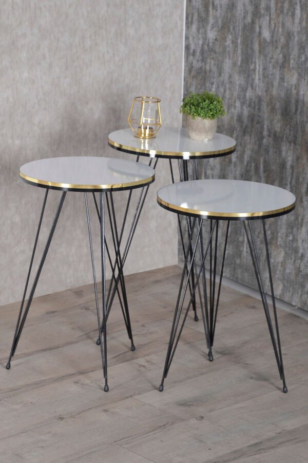 Milano Round – 3-Piece Nesting Round Table Set with Metal Legs - Image 2