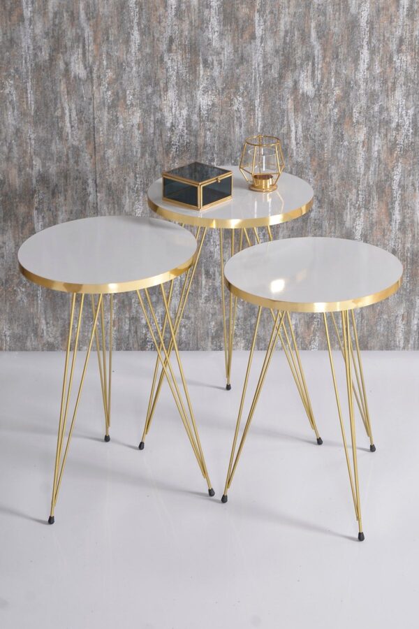 Milano Round – 3-Piece Nesting Round Table Set with Metal Legs - Image 4