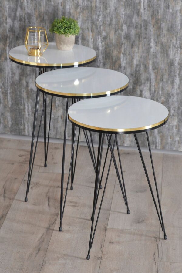 Milano Round – 3-Piece Nesting Round Table Set with Metal Legs - Image 3