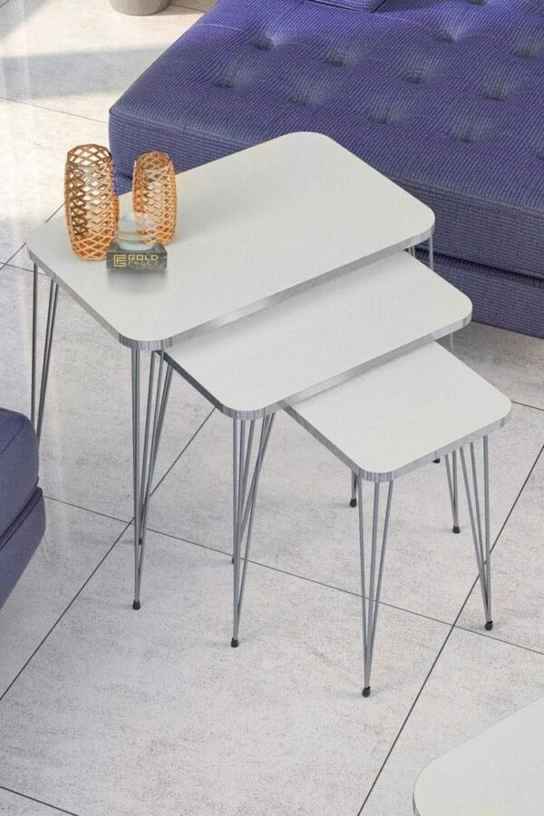 Milano Model – Modern 3-Piece Nesting Table Set with Metal Legs - Image 3