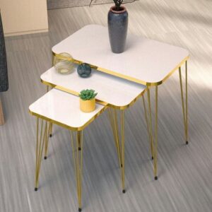 Milano Model – Modern 3-Piece Nesting Table Set with Metal Legs