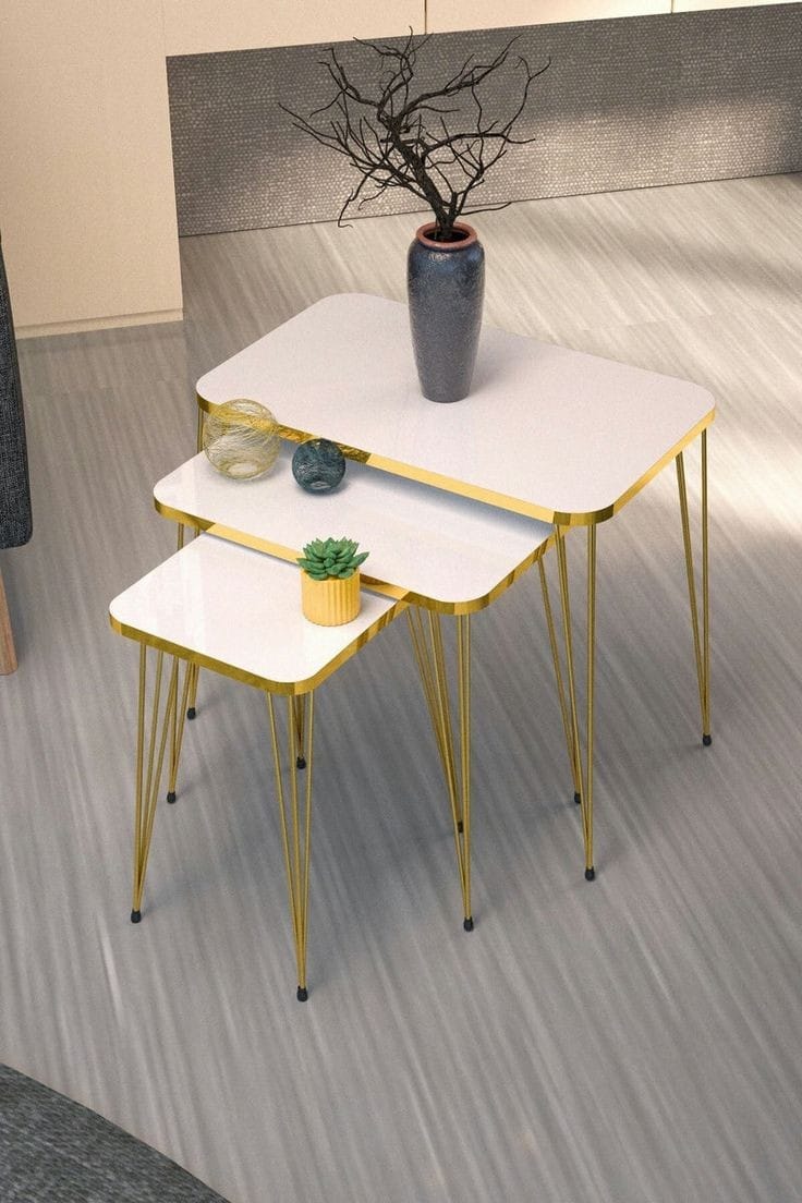 Milano Model – Modern 3-Piece Nesting Table Set with Metal Legs