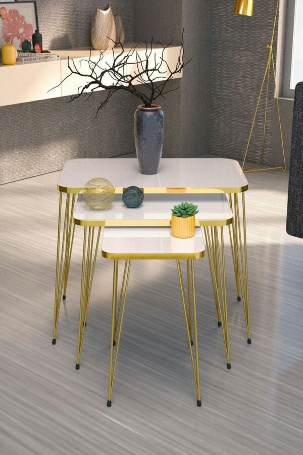 Milano Model – Modern 3-Piece Nesting Table Set with Metal Legs - Image 2