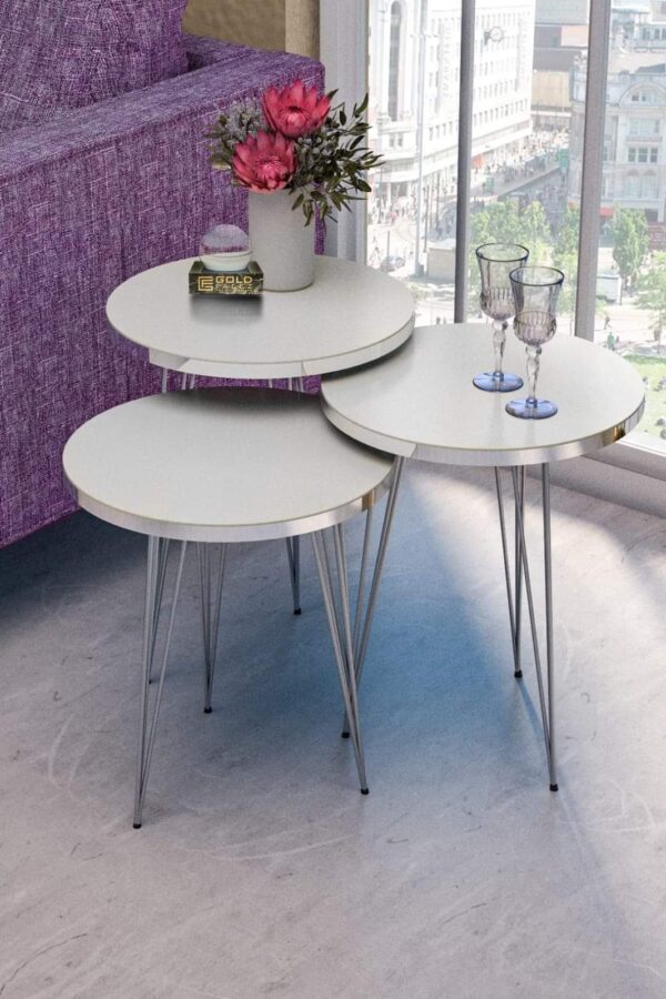 Milano Round – 3-Piece Nesting Round Table Set with Metal Legs - Image 8