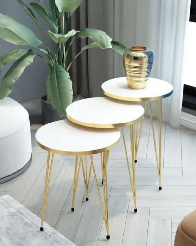 Milano Round – 3-Piece Nesting Round Table Set with Metal Legs