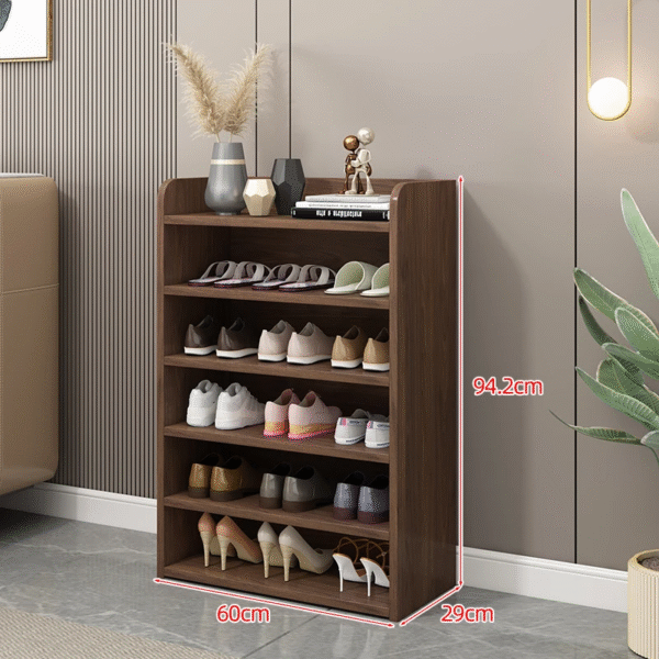 Simple Wooden Shoe Cabinet – 5 Shelves - Image 3