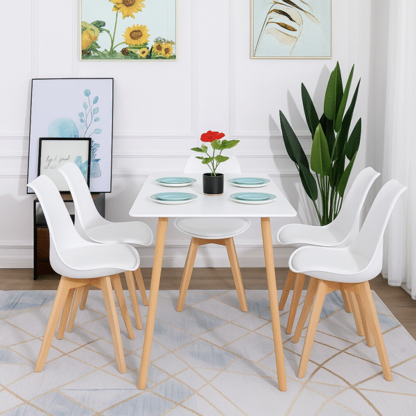 Dining Table Set with Chairs – Natural Beech Wood Legs - Image 6