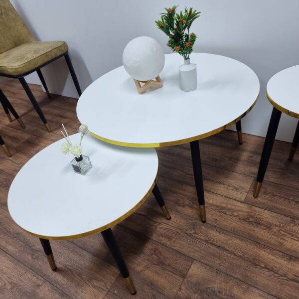 Luma – 4-Piece Round Table Set with Steel Legs and Golden Edges - Image 2