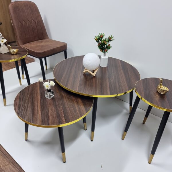 Luma – 4-Piece Round Table Set with Steel Legs and Golden Edges - Image 3