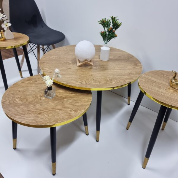 Luma – 4-Piece Round Table Set with Steel Legs and Golden Edges - Image 4
