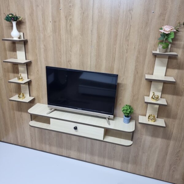 Alto Wall-Mounted TV Console – with Side Shelves - Image 3