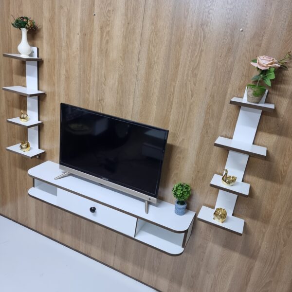 Alto Wall-Mounted TV Console – with Side Shelves - Image 2