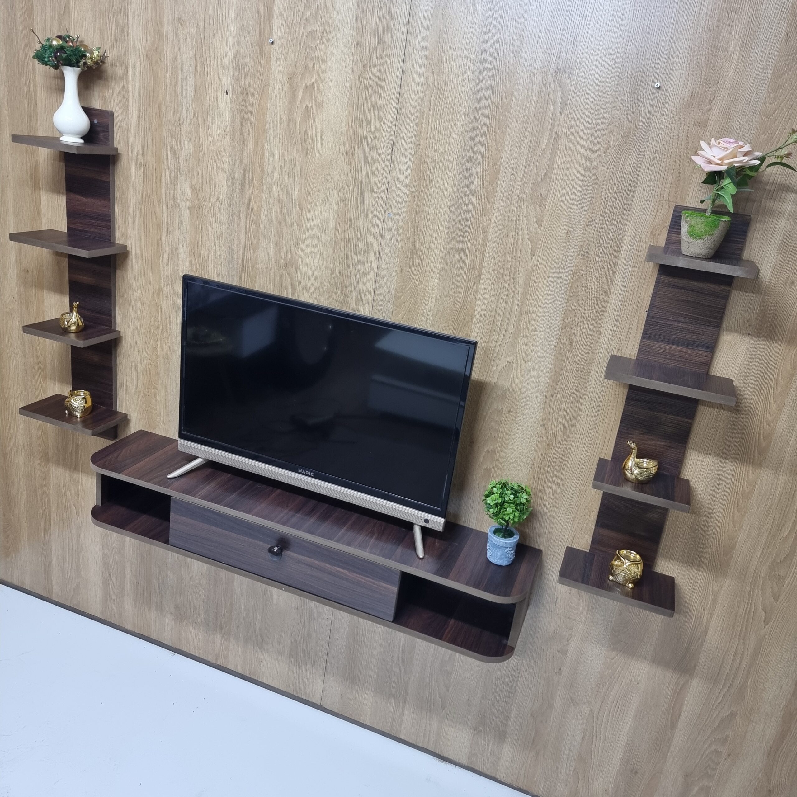 Alto Wall-Mounted TV Console – with Side Shelves