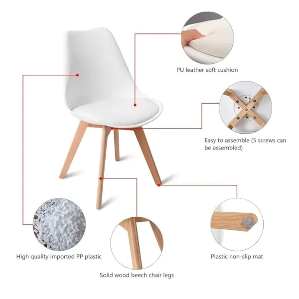 Modern Chair with Wooden Legs – Ergonomic Design & Multiple Colors - Image 9