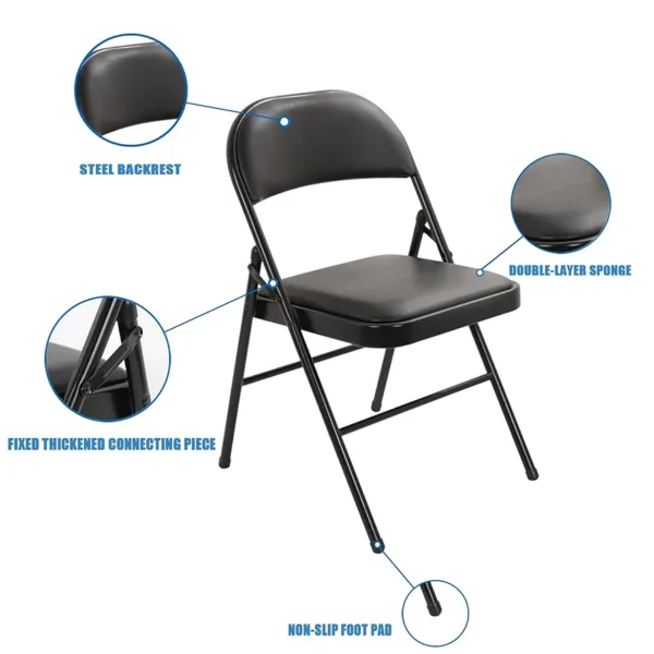 Foldable Padded Chair – Black or White - Image 4
