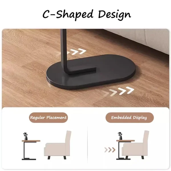 C-Shaped Wooden Side Table with Metal Base – 45×28 cm - Image 5