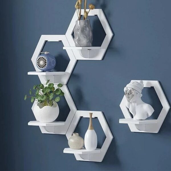 Wall Decorative Shelf Set – Round or Hexagon Shape - Image 5