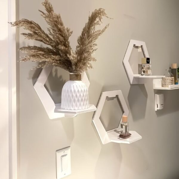 Wall Decorative Shelf Set – Round or Hexagon Shape - Image 6