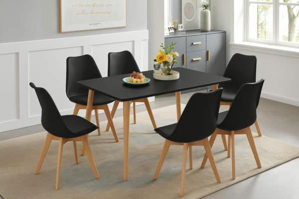 Dining Table Set with Chairs – Natural Beech Wood Legs - Image 9
