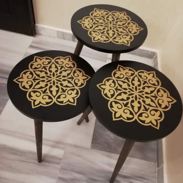 Marno – 3 Side Tables Set with Decorative Round Tops - Image 11