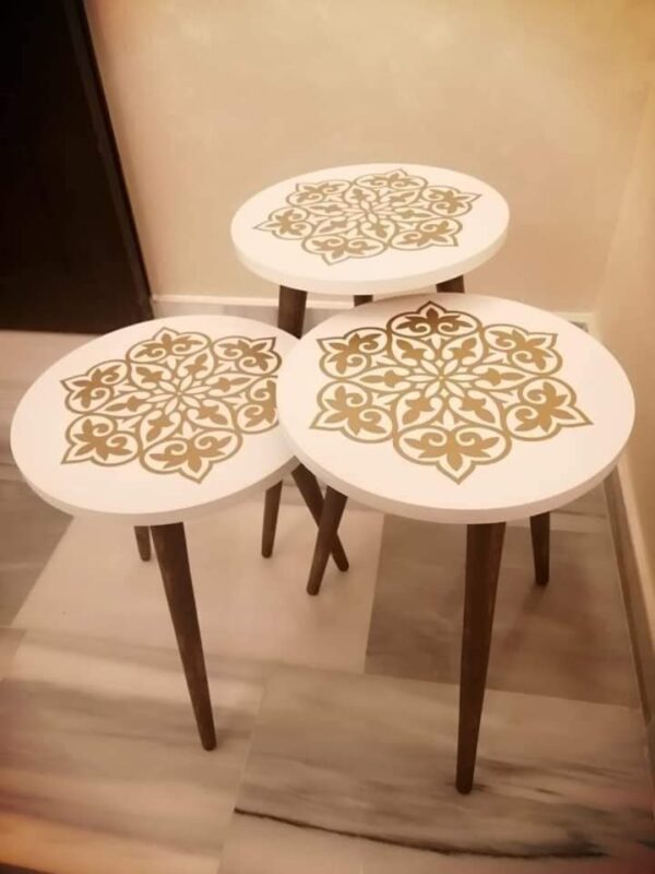 Marno – 3 Side Tables Set with Decorative Round Tops - Image 12