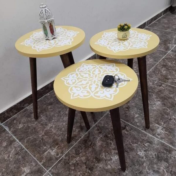 Marno – 3 Side Tables Set with Decorative Round Tops - Image 13
