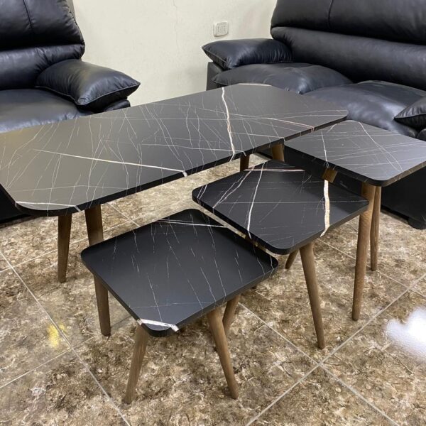 Marno – Rectangular Coffee Table Set with 3 Square Side Tables - Image 4