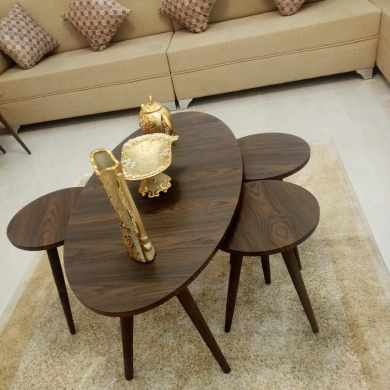 Marno – Oval Coffee Table Set with 3 Side Tables