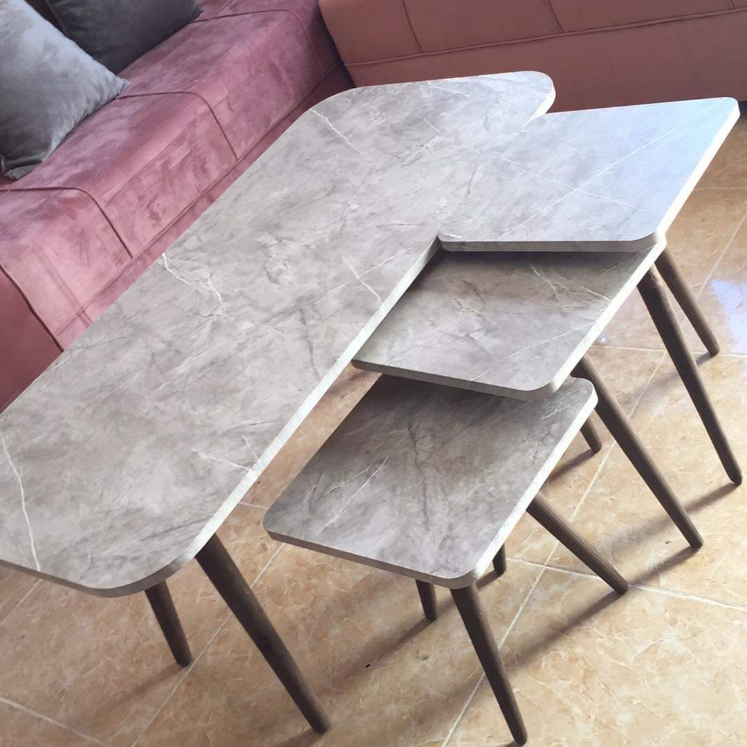 Marno – Rectangular Coffee Table Set with 3 Square Side Tables