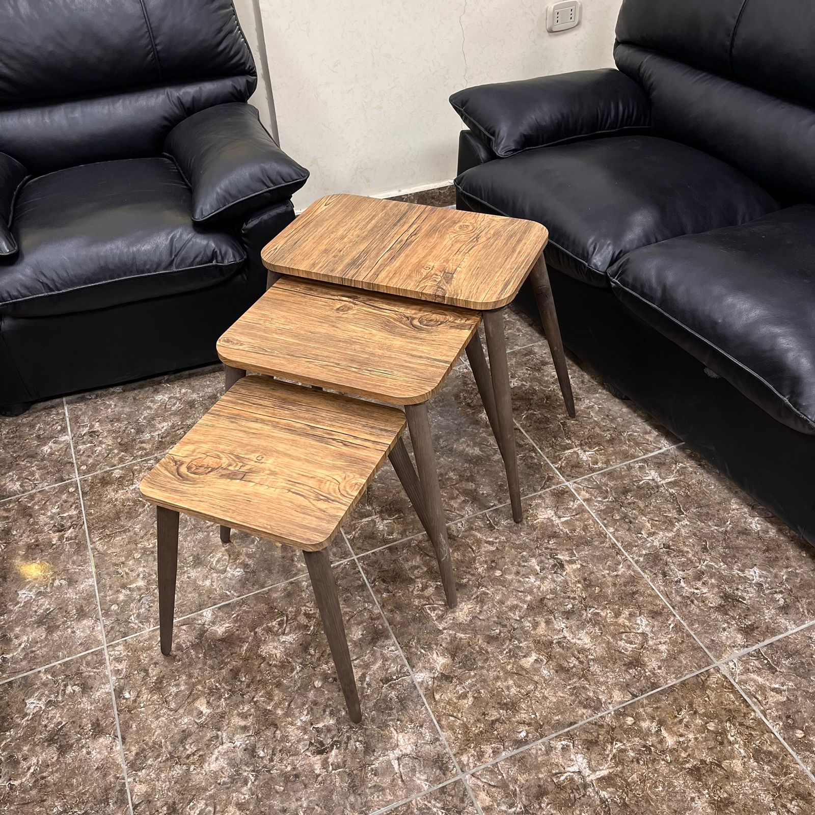 Marno - 3-Piece Side Table Set with 4 Swedish Wood Legs