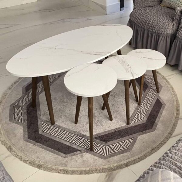 Marno – Oval Coffee Table Set with 3 Side Tables - Image 3