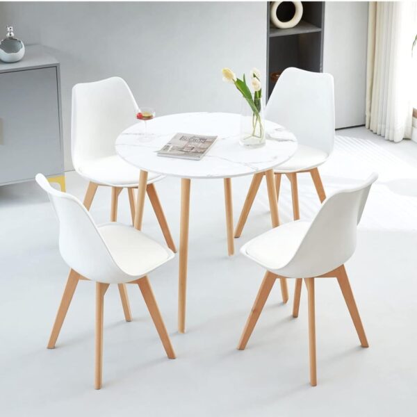 Dining Table Set with Chairs – Natural Beech Wood Legs - Image 14
