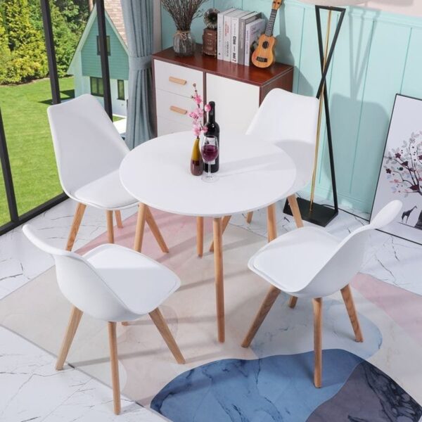 Dining Table Set with Chairs – Natural Beech Wood Legs - Image 2