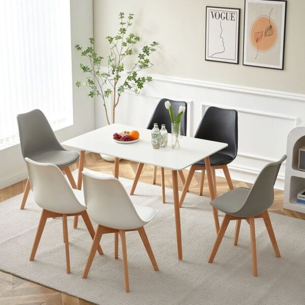 Dining Table Set with Chairs – Natural Beech Wood Legs - Image 11