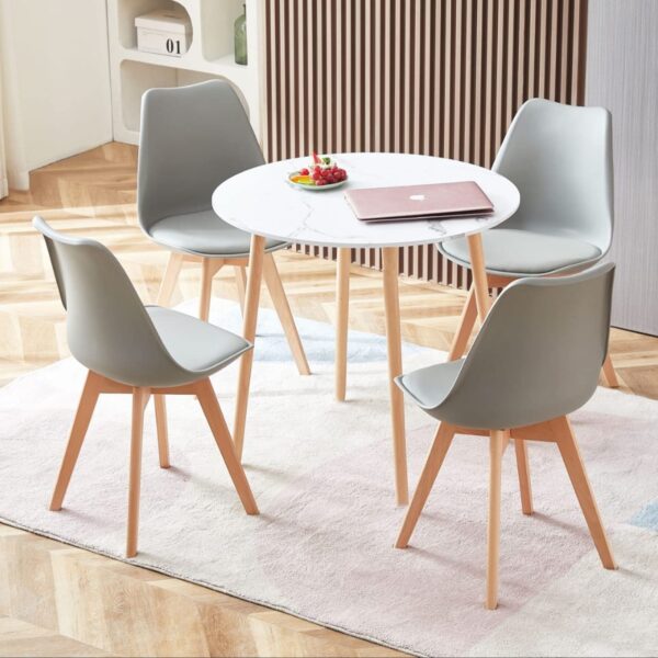 Dining Table Set with Chairs – Natural Beech Wood Legs - Image 12