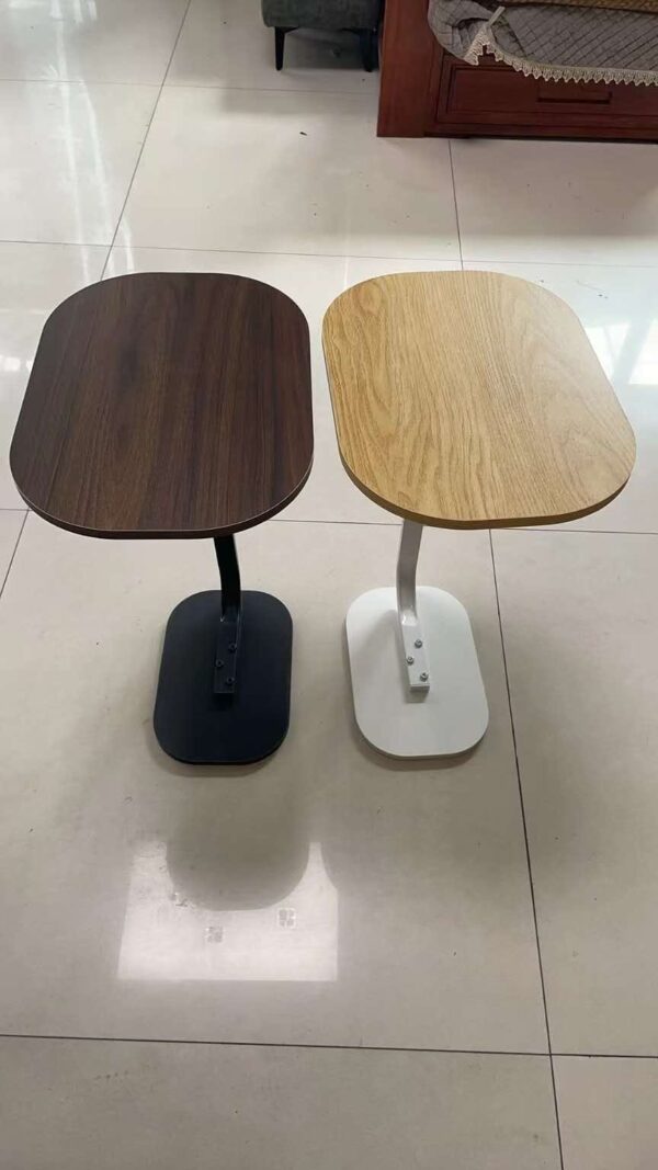 C-Shaped Wooden Side Table with Metal Base – 45×28 cm - Image 6