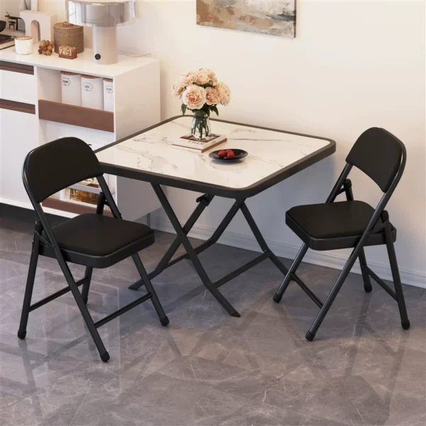 Folding Dining Table Set with 4 Chairs – Glass Top – Compact Design - Image 10