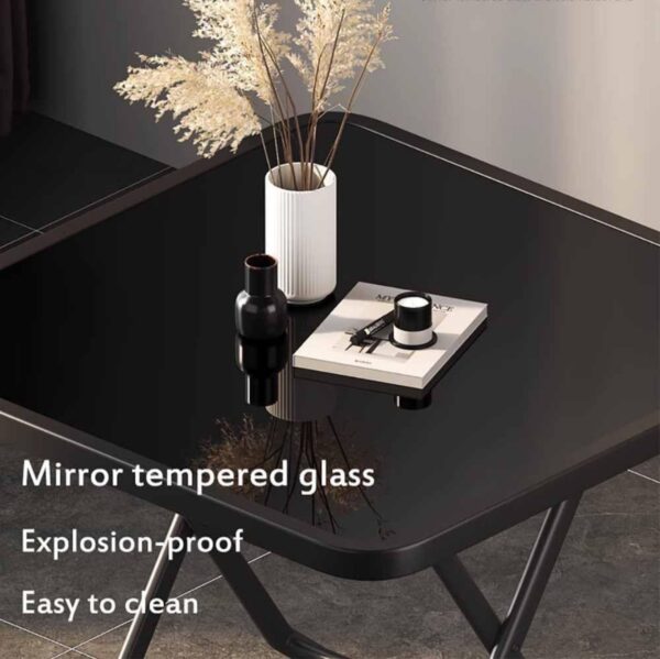 Folding Dining Table Set with 4 Chairs – Glass Top – Compact Design - Image 6