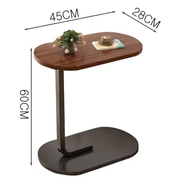 C-Shaped Wooden Side Table with Metal Base – 45×28 cm - Image 7