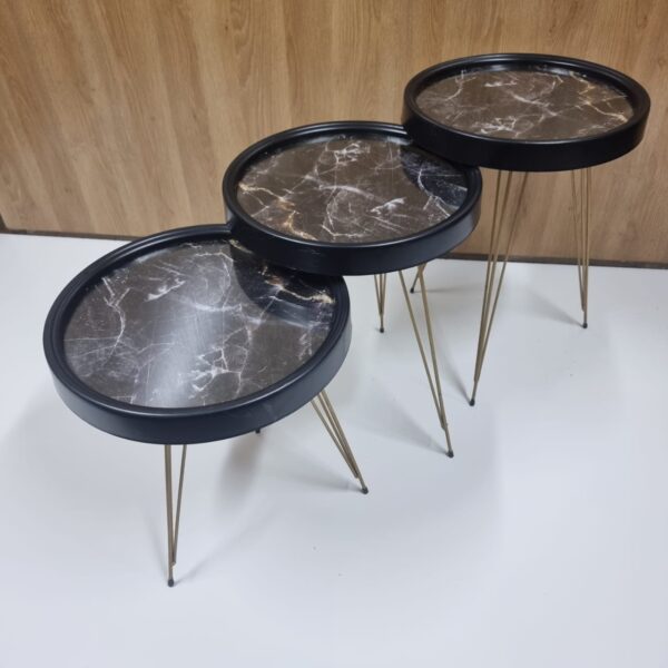 Milano 3D – 3 Side Tables Set with Metal Legs - Image 2