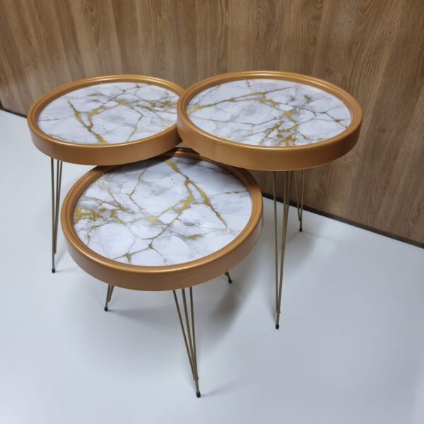 Milano 3D – 3 Side Tables Set with Metal Legs - Image 5