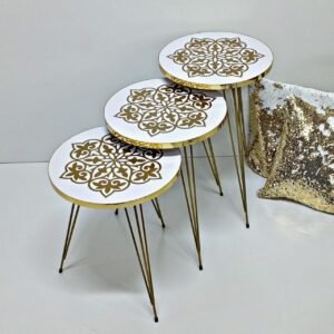 Milano Round 3-Piece Coffee Table Set – Decorative Design with Metal Legs