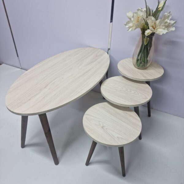 Marno – Oval Coffee Table Set with 3 Side Tables - Image 5