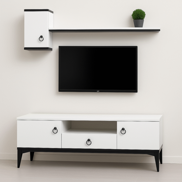 Nesto TV Console – with Wall Shelf and Cabinet Unit - Image 8