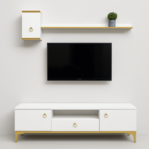 Nesto TV Console – with Wall Shelf and Cabinet Unit