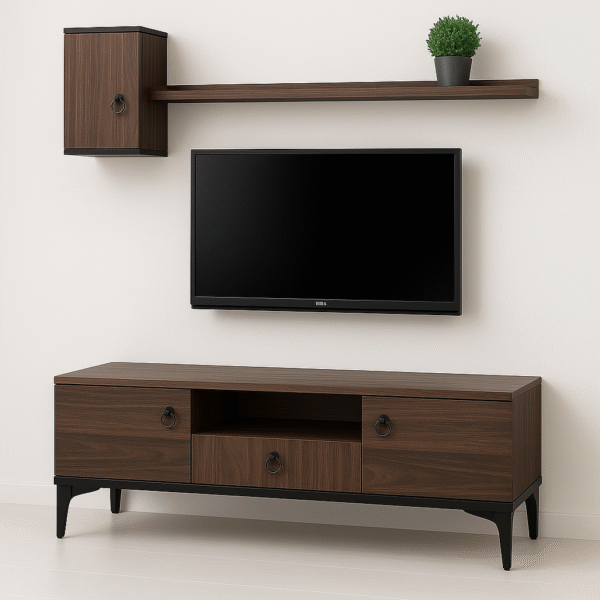 Nesto TV Console – with Wall Shelf and Cabinet Unit - Image 6