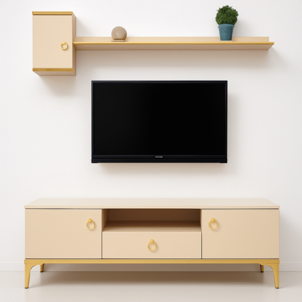 Nesto TV Console – with Wall Shelf and Cabinet Unit - Image 7