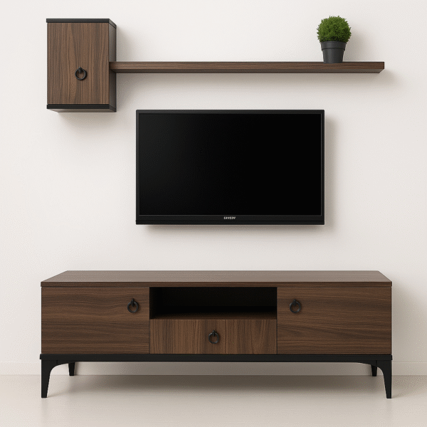Nesto TV Console – with Wall Shelf and Cabinet Unit - Image 5