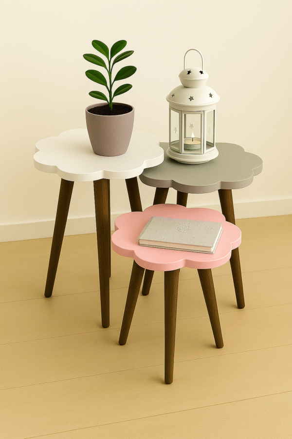 Marno flower\colored – 3 Side Tables Set